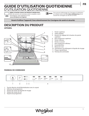 Mode d'emploi | Whirlpool WIE 2B16 Manuel utilisateur | Fixfr