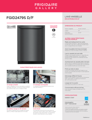 Spécification | Frigidaire FGID2479SD Manuel utilisateur | Fixfr