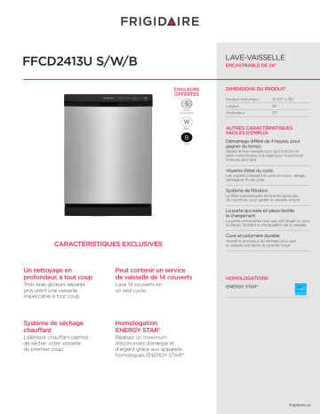 Spécification | Frigidaire FFCD2413UB Manuel utilisateur | Fixfr