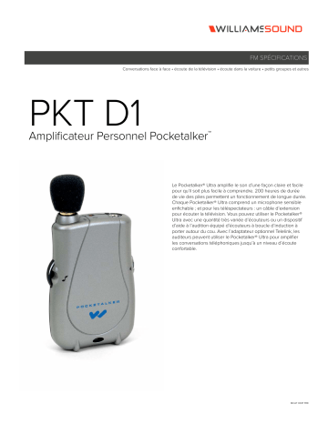 Williams Sound Pocketalker D1 - spécification | Fixfr