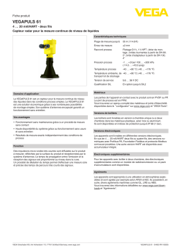 Vega VEGAPULS 61 Radar sensor for continuous level measurement of liquids Manuel utilisateur