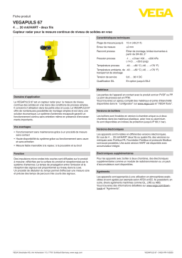 Vega VEGAPULS 67 Radar sensor for continuous level measurement of bulk solids Manuel utilisateur