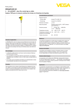 Vega VEGAFLEX 81 TDR sensor for continuous level and interface measurement of liquids Manuel utilisateur