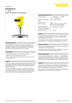 Vega VEGABAR 81 Pressure transmitter with chemical seal Manuel utilisateur