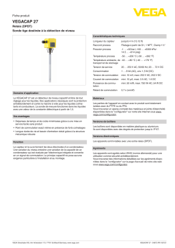Vega VEGACAP 27 Adjustment-free, capacitive rod probe for level detection of adhesive products Manuel utilisateur