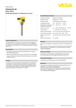 Vega VEGACAP 98 Adjustment-free, capacitive rod probe for level detection Manuel utilisateur