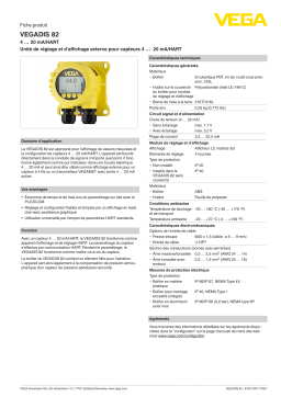 Vega VEGADIS 82 External display and adjustment unit for 4 … 20 mA/HART sensors Manuel utilisateur