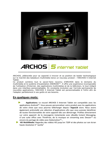 ARCHOS 5 internet Tablet spec sheet_FR | Fixfr