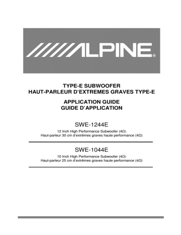 SWE-1044E | Alpine SWE-1244E spécification | Fixfr
