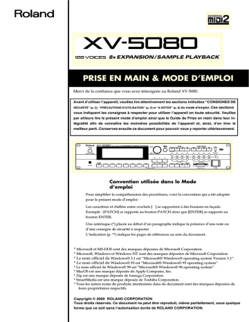 Information produit | Roland XV-5080. Manuel utilisateur | Fixfr