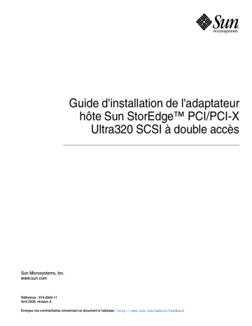 Guide d`installation de l`adaptateur hôte Sun StorEdge PCI/PCI | Fixfr