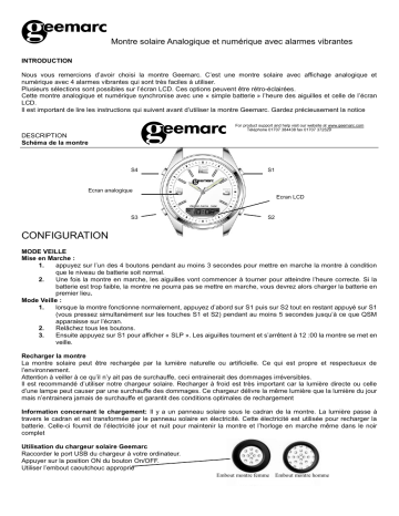 Geemarc WATCH 'N' SHAKE10 Mode d'emploi | Fixfr