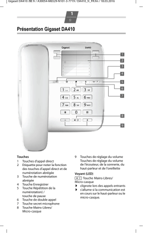 Gigaset DA410 Mode d'emploi | Fixfr