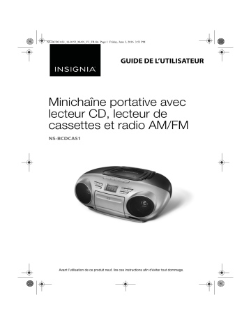 Insignia NS-BCDCAS1 CD/Cassette Boombox Mode d'emploi | Fixfr