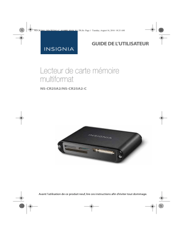 Insignia NS-CR25A2 USB 2.0 All-In-One Memory Card Reader Mode d'emploi | Fixfr
