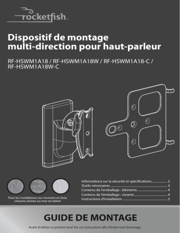 RF-HSWM1A18W | RocketFish RF-HSWM1A18 | RF-HSWM1A18-C Multi-Directional Speaker Wall Mount Mode d'emploi | Fixfr