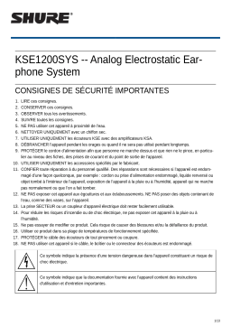 Shure KSE1200SYS Analog Electrostatic Earphone System Mode d'emploi