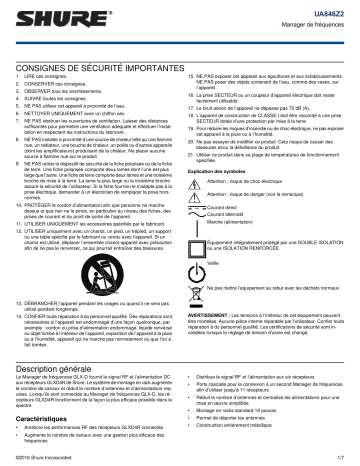 Shure UA846Z2 Frequency Manager Mode d'emploi | Fixfr