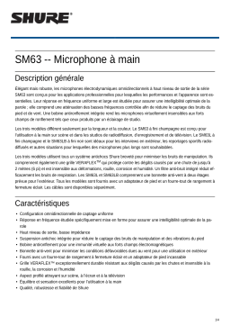 Shure SM63 Handheld Microphone Mode d'emploi