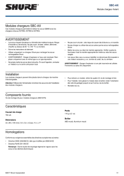 Shure SBC-AX Axient Charging Module Mode d'emploi