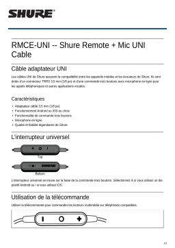 Shure RMCE-UNI Remote   Mic UNI Cable Mode d'emploi