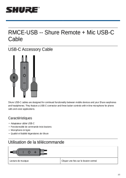 Shure RMCE-USB Remote   Mic USB-C Cable Mode d'emploi