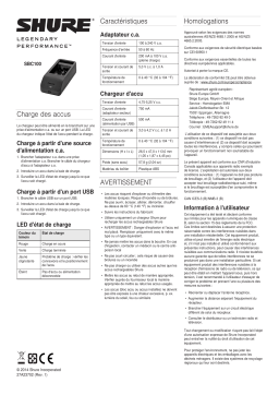 Shure SBC100 Battery Charger Mode d'emploi