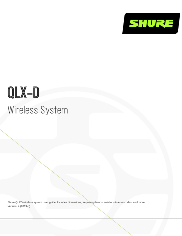 Shure QLXD Wireless System Mode d'emploi | Fixfr