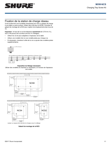 Shure MXW-NCS Charging Tray Screw Kit Mode d'emploi | Fixfr