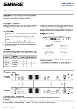 Shure PA421B-PA821B Antenna Combiner Mode d'emploi