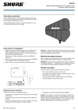 Shure PA805 Passive Directional Antenna for PSM Wireless Systems Mode d'emploi