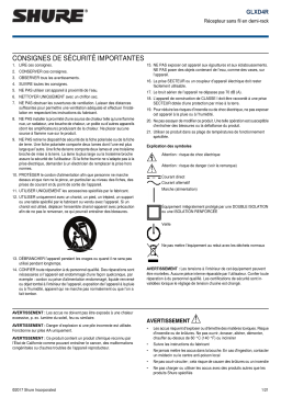 Shure GLXD4R Half-Rack Wireless Receiver Mode d'emploi