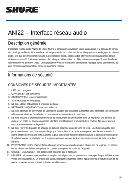 Shure ANI22 Audio Network Interface Mode d'emploi