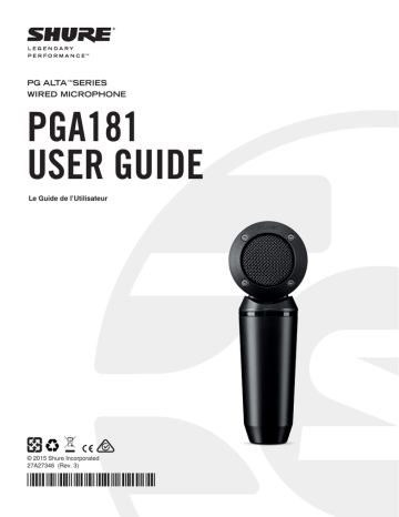 Shure PGA181 Side-Address Cardioid Condenser Microphone Mode d'emploi | Fixfr