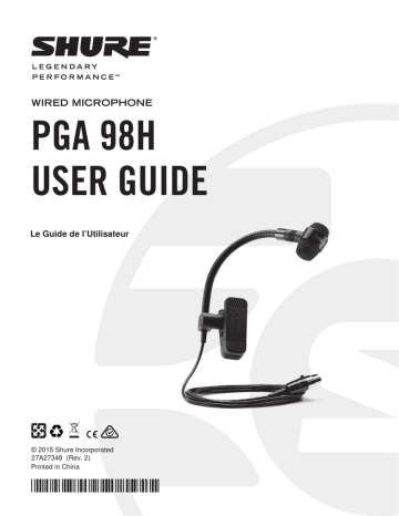 Shure PGA98H Cardioid Condenser Instrument Microphone Mode d'emploi | Fixfr
