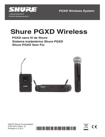Shure PGXD Wireless System Mode d'emploi | Fixfr