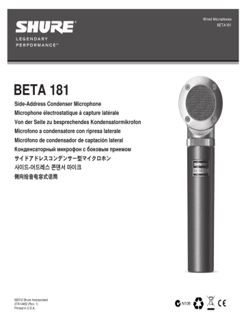 Shure BETA181 Ultra-Compact Side-Address Microphone Mode d'emploi | Fixfr