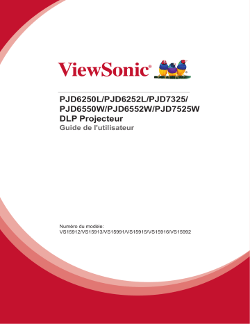 PJD6250L | PJD7325-S | PJD7525W-S | PJD7525W | ViewSonic PJD7325 PROJECTOR Mode d'emploi | Fixfr