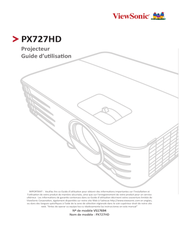 ViewSonic PX727HD PROJECTOR Mode d'emploi | Fixfr