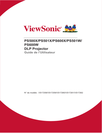 PS600W-S | PS600W | PS501W-S | PS501X-S | PS501W | PS600X-S | PS600X | ViewSonic PS501X PROJECTOR Mode d'emploi | Fixfr