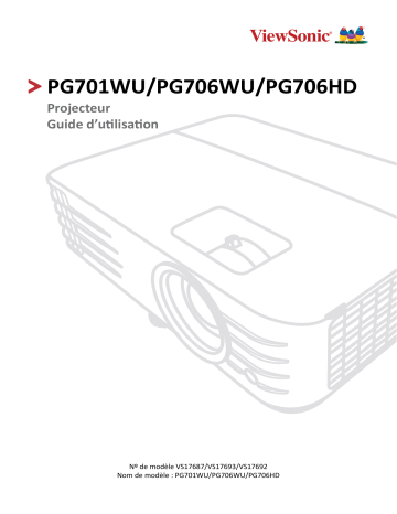 PG701WU | PG706HD | ViewSonic PG706WU PROJECTOR Mode d'emploi | Fixfr