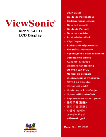ViewSonic VP2765-LED MONITOR Mode d'emploi | Fixfr
