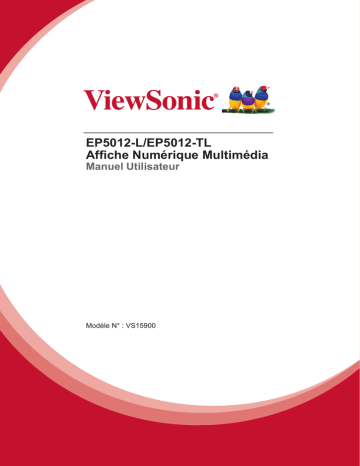 EP5012-TL | ViewSonic EP5012-L-S DIGITAL SIGNAGE Mode d'emploi | Fixfr