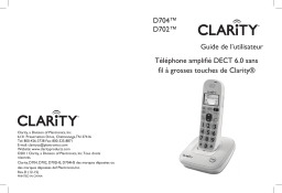 Clarity D702 DECT 6.0 Amplified/Low Vision Cordless Phone with CID Display Manuel utilisateur