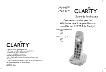 D702HS | Clarity D704HS 40dB Expandable Handset for Clarity® D700 Series Phones Manuel utilisateur | Fixfr
