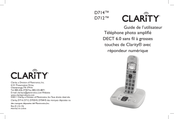 D714 | Clarity D712 DECT 6.0 Amplified/Low Vision Cordless Phone with Answering Machine Manuel utilisateur | Fixfr