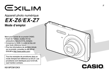 EXZ6-EX-Z7 | EX-Z7 (Pour les clients européens) | Casio EX-Z6 Manuel utilisateur | Fixfr