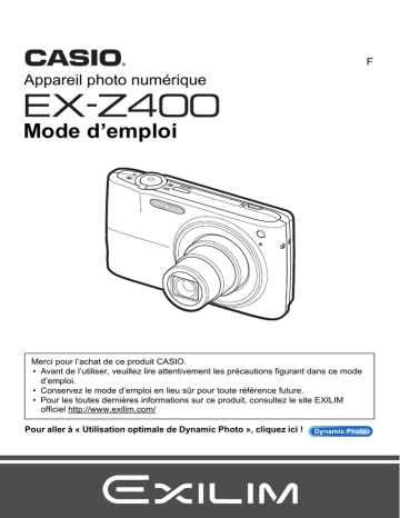 Casio EX-Z400 Manuel utilisateur | Fixfr