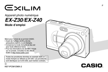 EX-Z40 | Casio EX-Z30 Manuel utilisateur | Fixfr