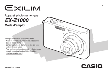 Casio EX-Z1000 (Pour les clients européens) Manuel utilisateur | Fixfr
